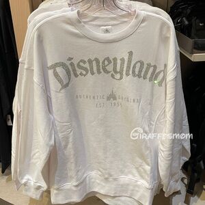 Disneyland Resort Logo Rhinestone White Sweatshirt NEW